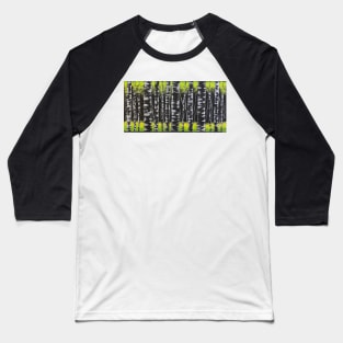 Black Birch Trees with Yellow Green Leaves Baseball T-Shirt